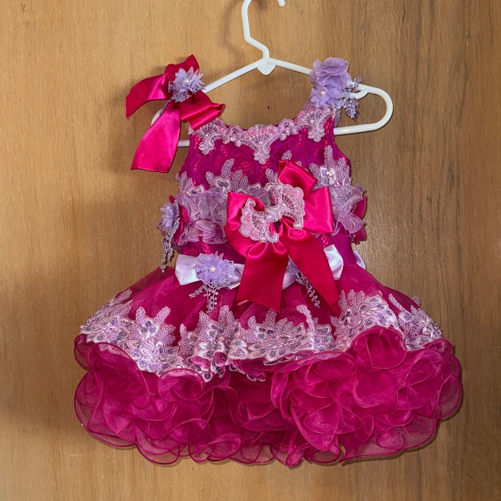 Jenifer Wu Infant Baby Pageant Formal Party  Cupcake Dress with Tulle Beads